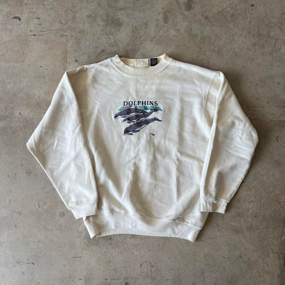 90s dolphin graphic sweater y2k mens size M
